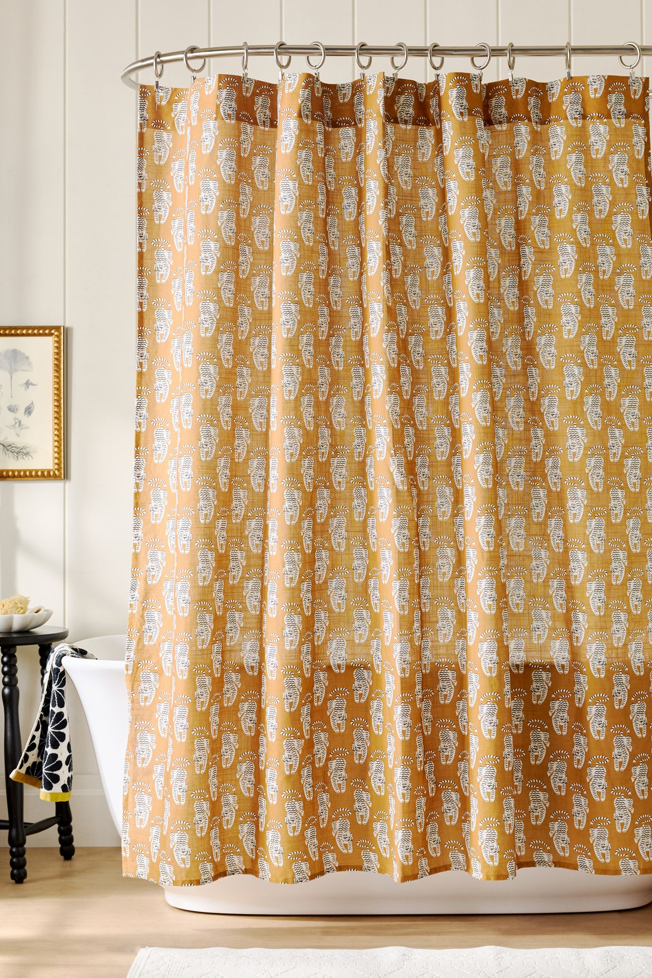 The Printed Cotton Slub Shower Curtain Collection - Isa Tiger, 72" x 72"