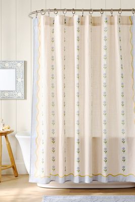 Printed Cotton Slub Shower Curtain Collection
