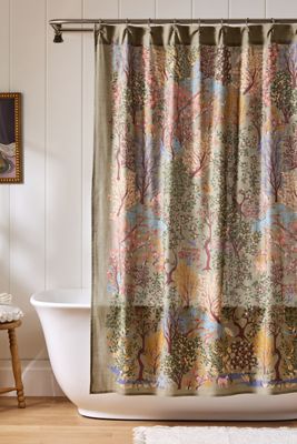 100% Cotton Slub Printed Shower Curtain Collection