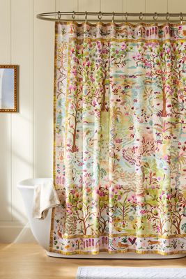 Printed Cotton Slub Shower Curtain Collection