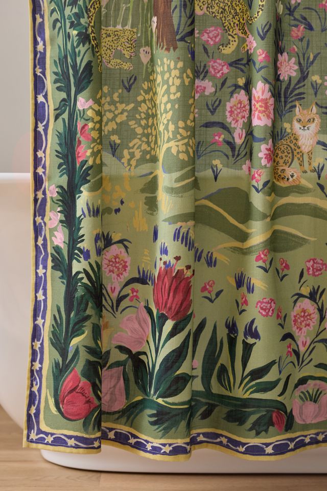 Printed Cotton Slub Shower Curtain Collection #1