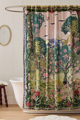 Printed Cotton Slub Shower Curtain Collection
