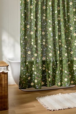 The Printed Cotton Slub Shower Curtain Collection