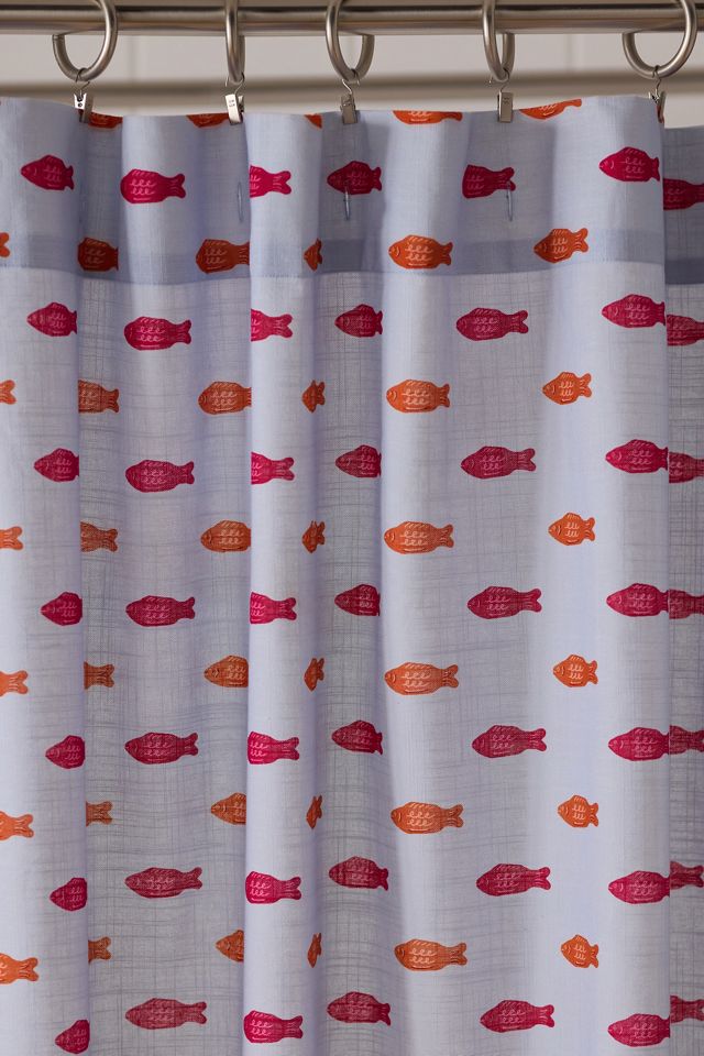 Printed Cotton Slub Shower Curtain Collection #1