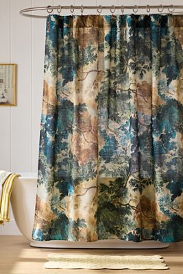 Printed Cotton Slub Shower Curtain Collection