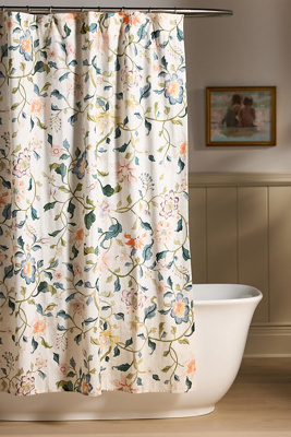 Anthropologie The Printed Cotton Slub Shower Curtain Collection In Multi