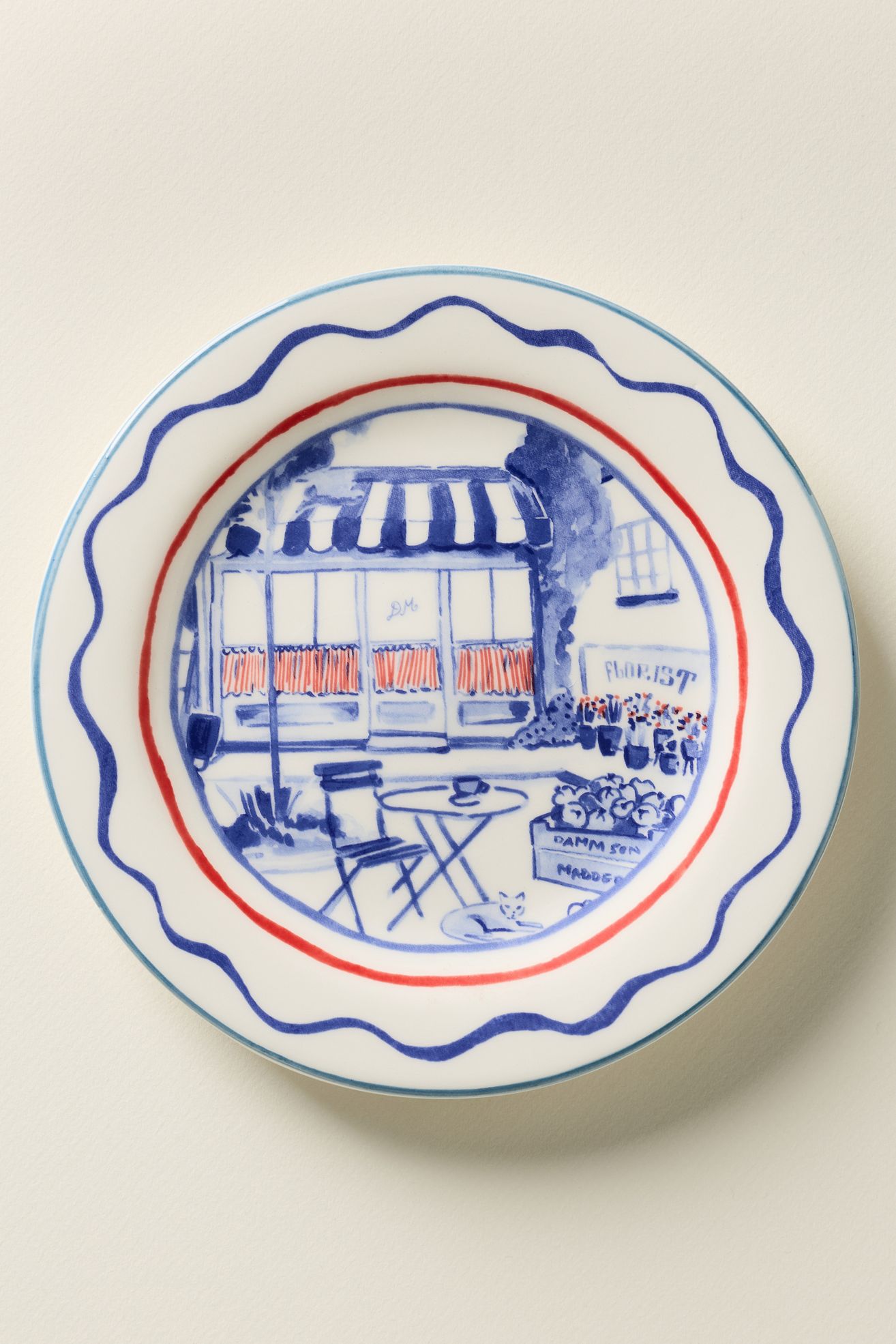 Damson Madder Italian Stoneware Dessert Plates - Floral Shop, Standard, One Size