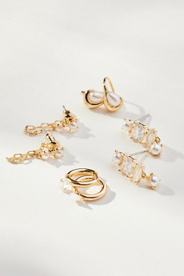 By Anthropologie Birthstone Earrings, Set Of 4 In Sand
