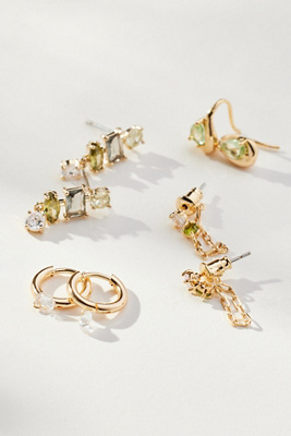 By Anthropologie Birthstone Earrings, Set Of 4 In Green