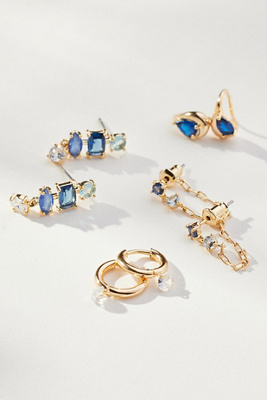 By Anthropologie Birthstone Earrings, Set Of 4 In Blue