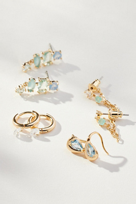 By Anthropologie Birthstone Earrings, Set Of 4 In Blue