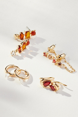 By Anthropologie Birthstone Earrings, Set Of 4 In Purple