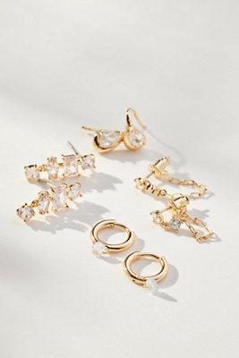 By Anthropologie Birthstone Earrings, Set Of 4 In Transparent