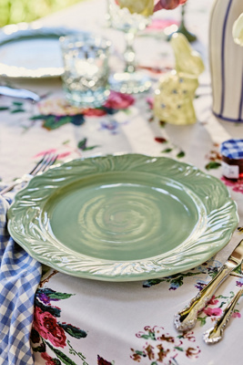 Anthropologie Hera Stoneware Dinner Plates, Set Of 4 In Green
