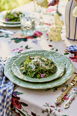 Anthropologie Hera Stoneware Side Plates, Set Of 4 In Green