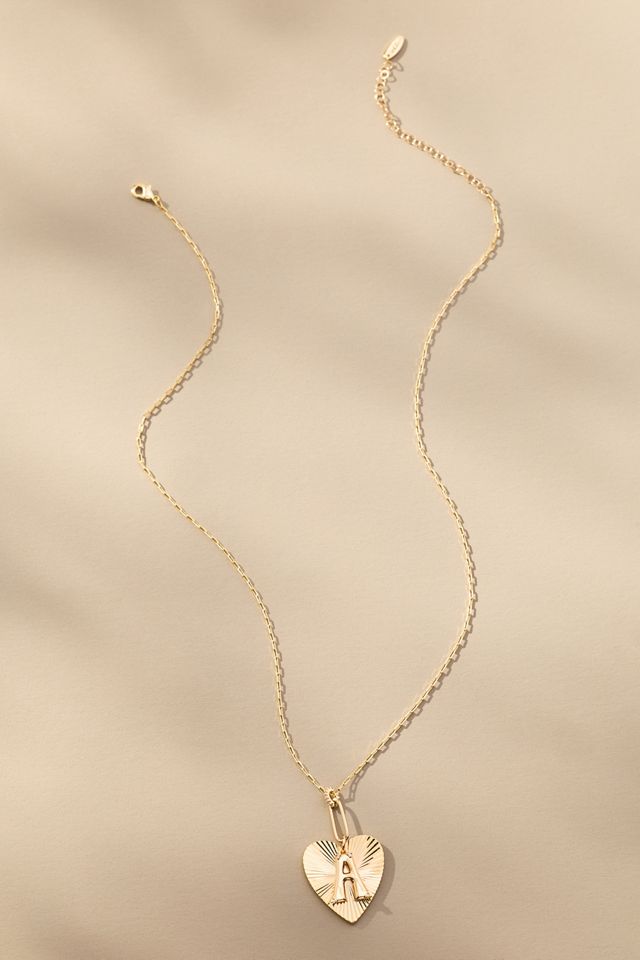 Fluted Heart Pendant Monogram Necklace #3