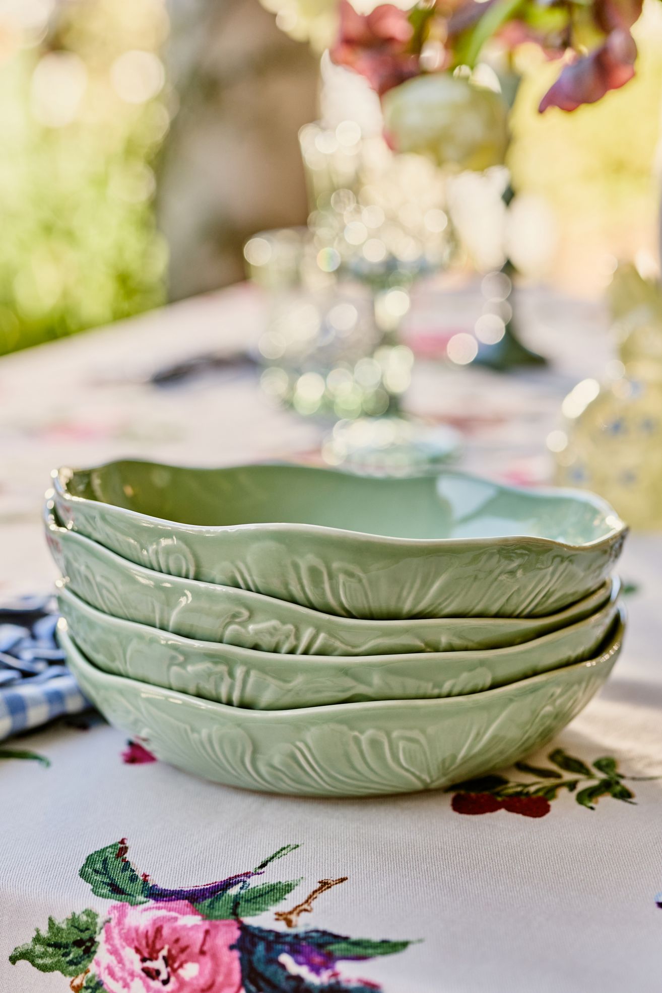 Hera Portuguese Pasta Bowls, Set of 4 - Green, Set Of 4