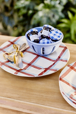 By Anthropologie Handpainted Plaid Stoneware Dinner Plate In Multi