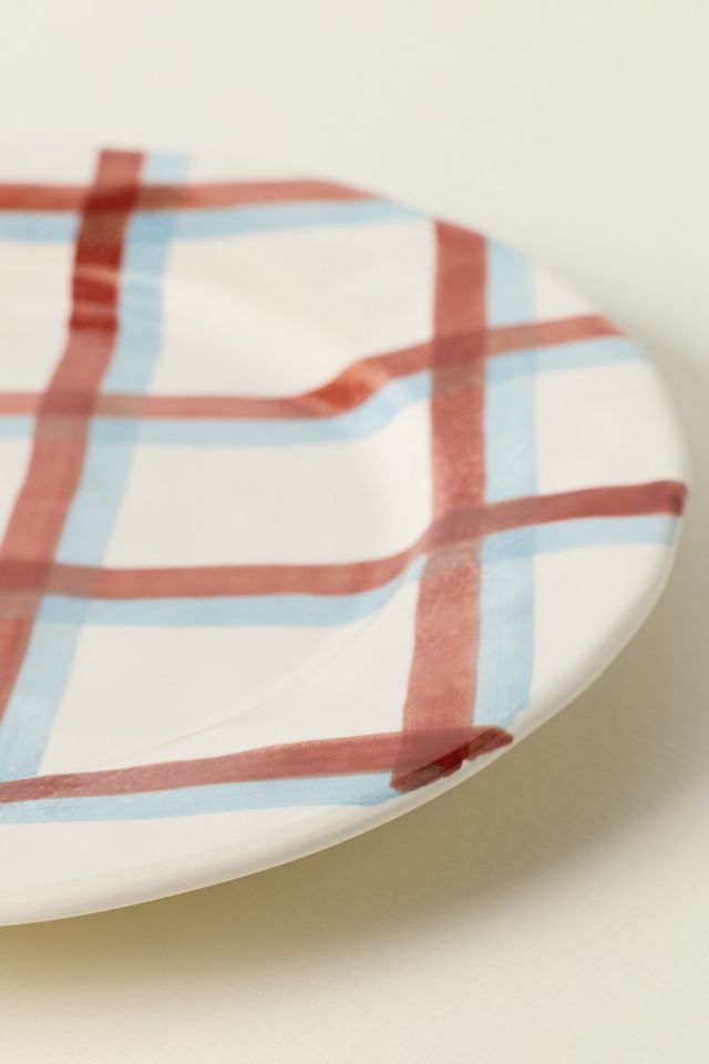 Plaid Portuguese Stoneware Dinner Plate #2