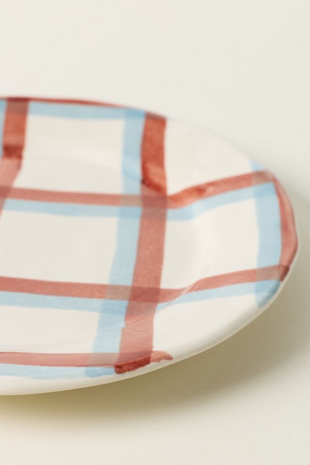 Plaid Portuguese Stoneware Dessert Plate #2