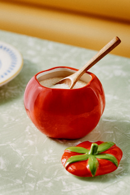 【tomato】TENDERLOIN 未使用品 Damson Madder Stoneware Tomato Sugar Bowl and Spoon | AnthroHome