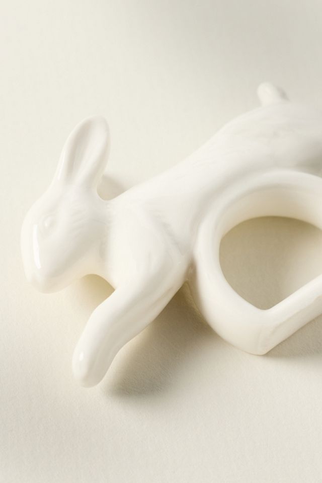 Louise Stoneware Bunny Napkin Rings, Set of 4 | AnthroHome