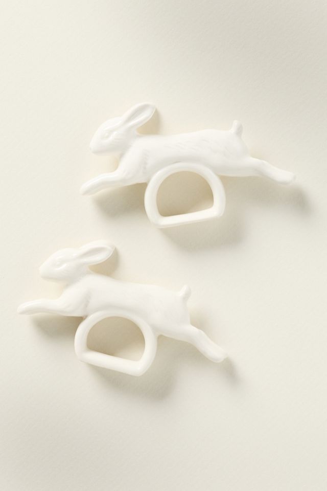 Louise Stoneware Bunny Napkin Rings, Set of 4 | AnthroHome