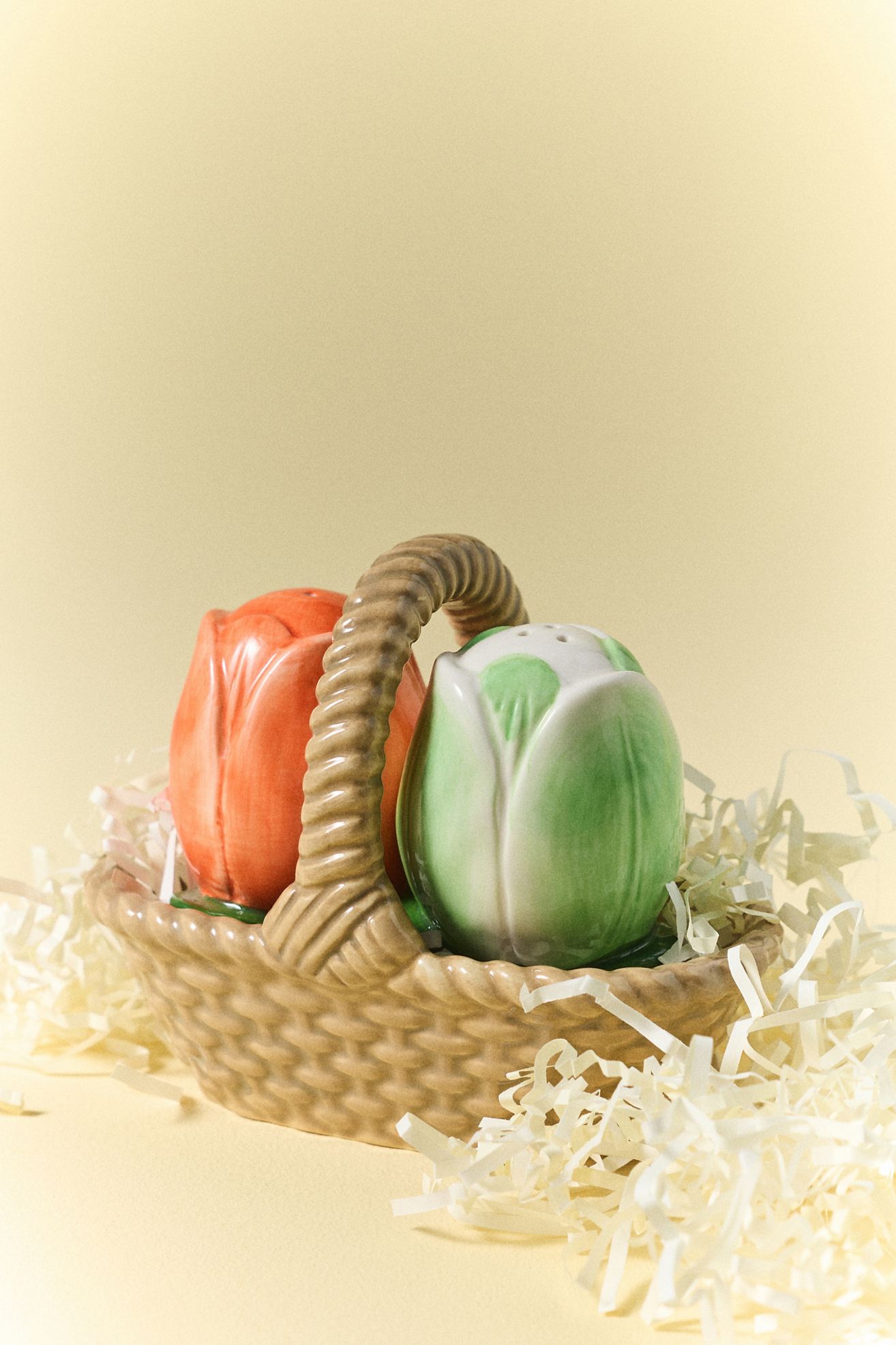 Louise Stoneware Salt & Pepper Shakers in Basket - Multi, Standard, One Size