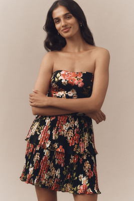 dress the population petra strapless pleated mini dress Dress The Population Petra Pliss Tulle Fit & Flare Minidress