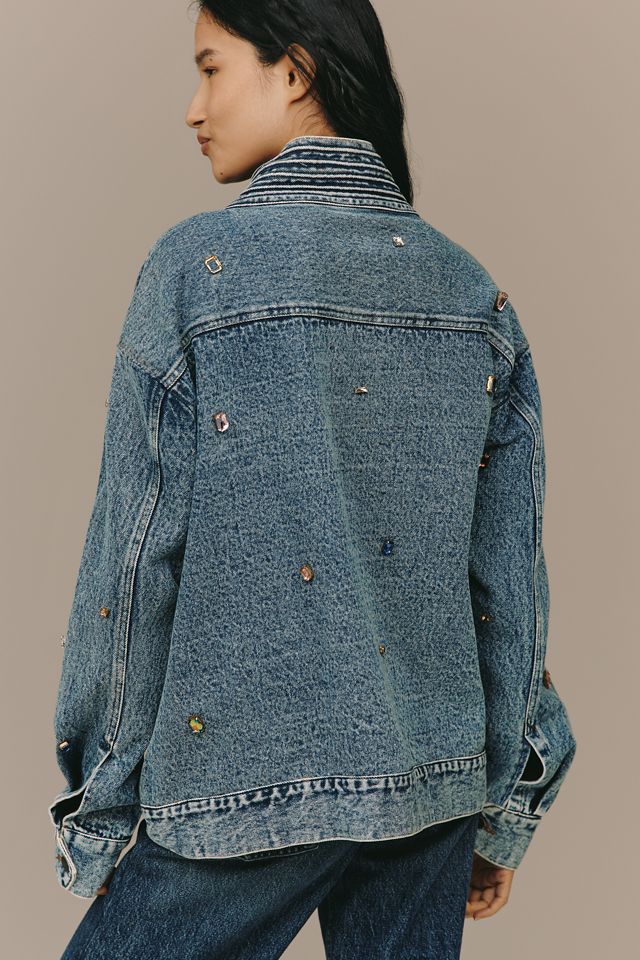 Illani x Anthropologie Embellished Denim Side-Tie Jacket #1