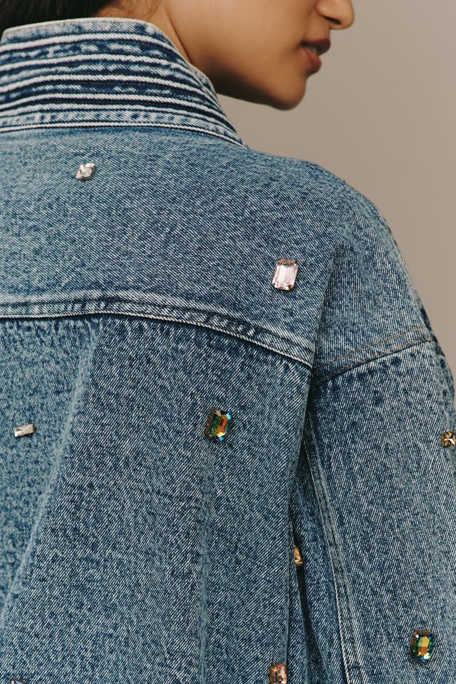 Illani x Anthropologie Embellished Denim Side-Tie Jacket #4