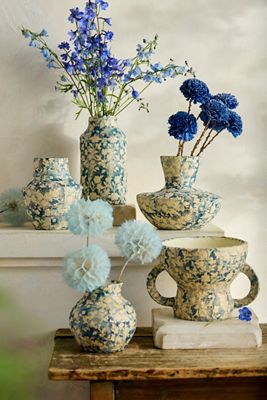 Blue Terracotta Double Handle Vase | Terrain