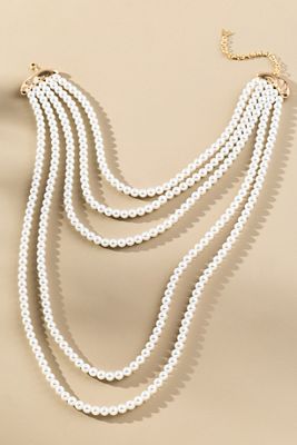 Graduated Pearl Bow Necklace | Anthropologie