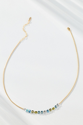 By Anthropologie Delicate Chain Crystal Necklace In Gold