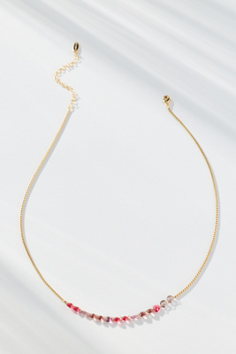 By Anthropologie Delicate Chain Crystal Necklace In Purple