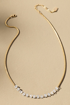 By Anthropologie Delicate Chain Crystal Necklace In Transparent