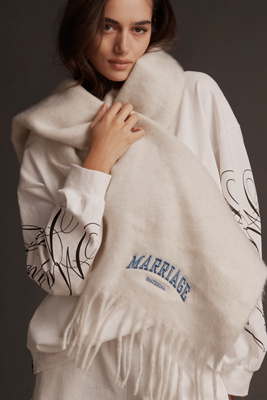 Bridemerch Marriage Material Wool Scarf In Neutral