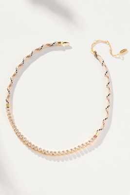 By Anthropologie Corded Crystal Necklace In Gold