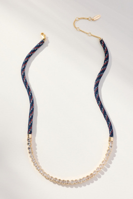 By Anthropologie Corded Crystal Necklace In Blue