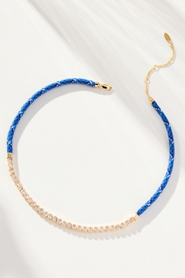 By Anthropologie Corded Crystal Necklace In Gray