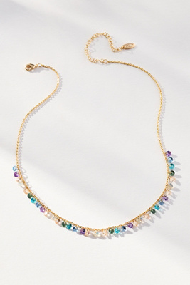 By Anthropologie Delicate Colorful Beaded Necklace In Purple