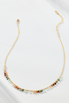 By Anthropologie Delicate Colorful Beaded Necklace In Gold