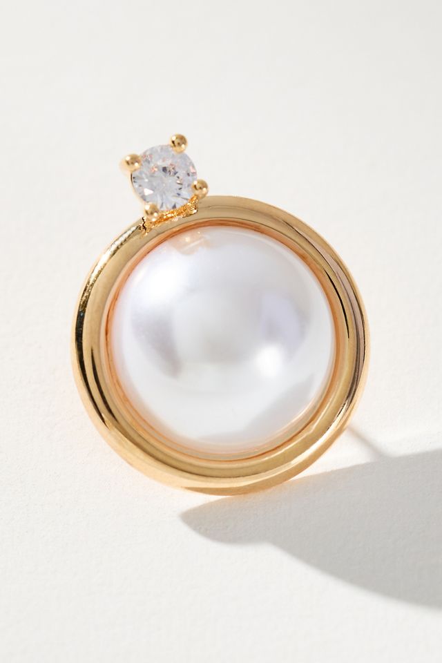 Crystal Ring Pearl Post Earrings #1