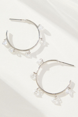 By Anthropologie Pavé Stone Hoop Earrings In Silver
