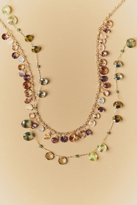 By Anthropologie Floating Crystal Necklace In Green