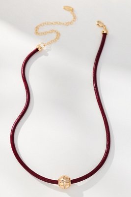 By Anthropologie Single Bead Cord Necklace In Burgundy
