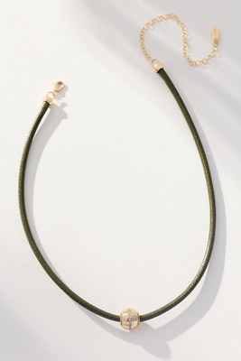 By Anthropologie Single Bead Cord Necklace In Green