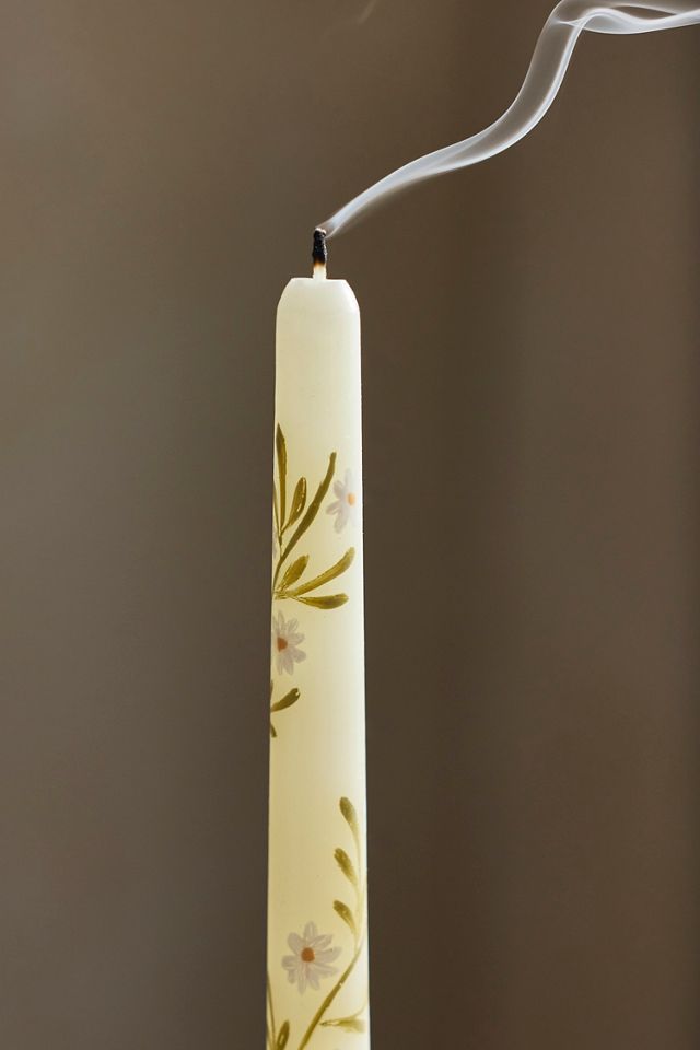 Painted Floral Taper Candles, Set of 2 #1