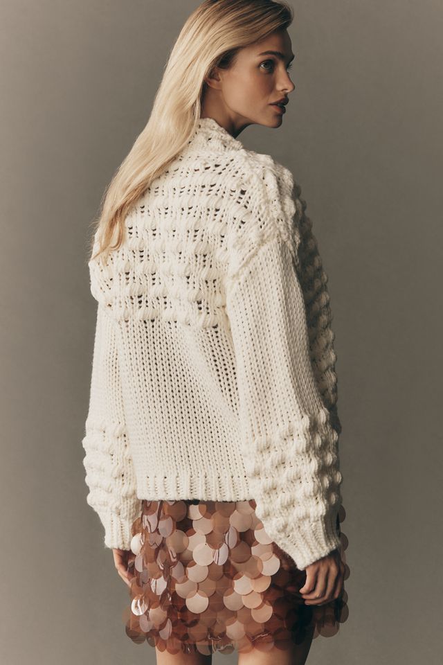 By Anthropologie Textured Tie-Front Cardigan Sweater #4