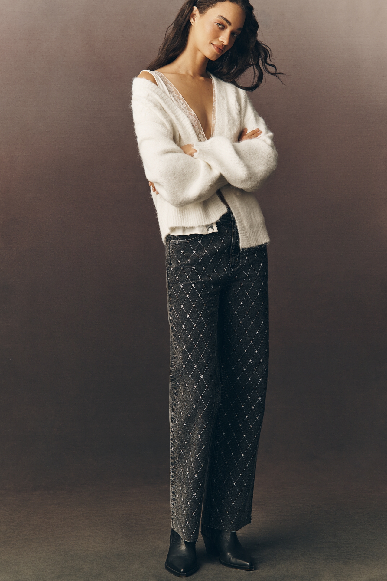 By Anthropologie 3D Floral Embroidered Cardigan Sweater